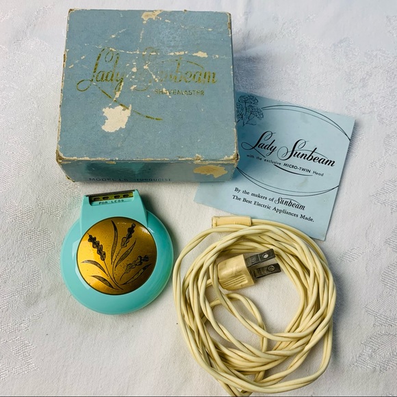 Vintage Beauty Lady Sunbeam electric razor Model LS Turquoise Shavemaster in box - Picture 2 of 10